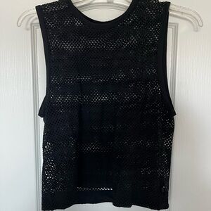 Black Sleeveless Crochet Top
